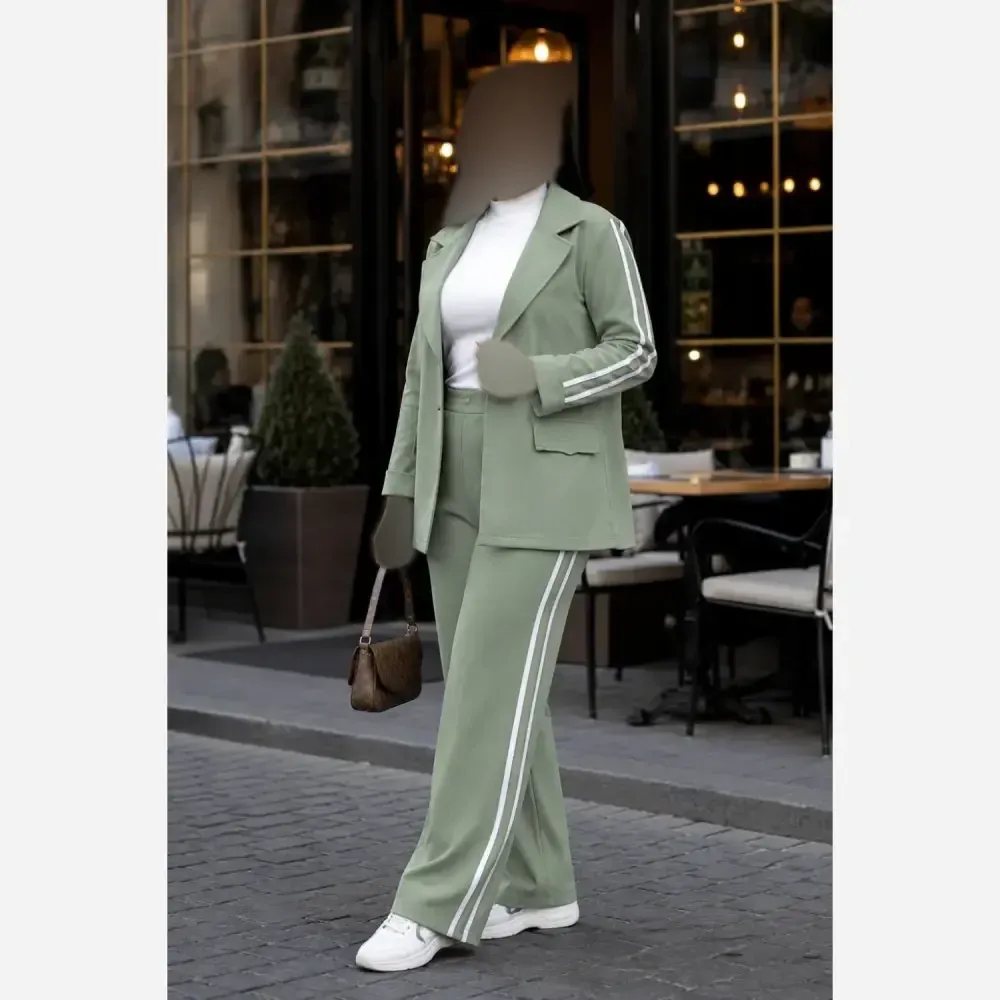 ست کت شلوار زنانه مدل ریحانا جنس کتان بنگال کش فری سایز