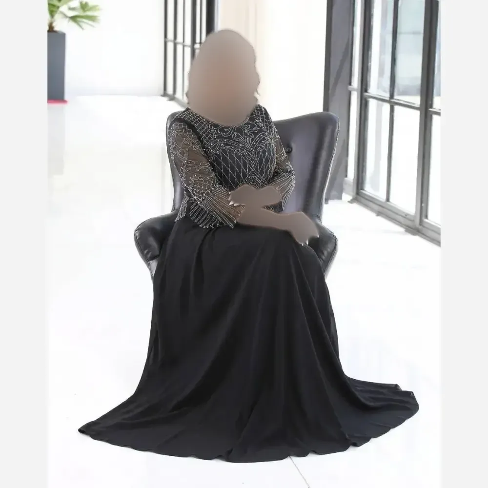 ماکسی مجلسی زنانه سایز بزرگ حریر کاپدار لعیا رنگ مشکی سبز سورمه ای سایز 46 تا 60