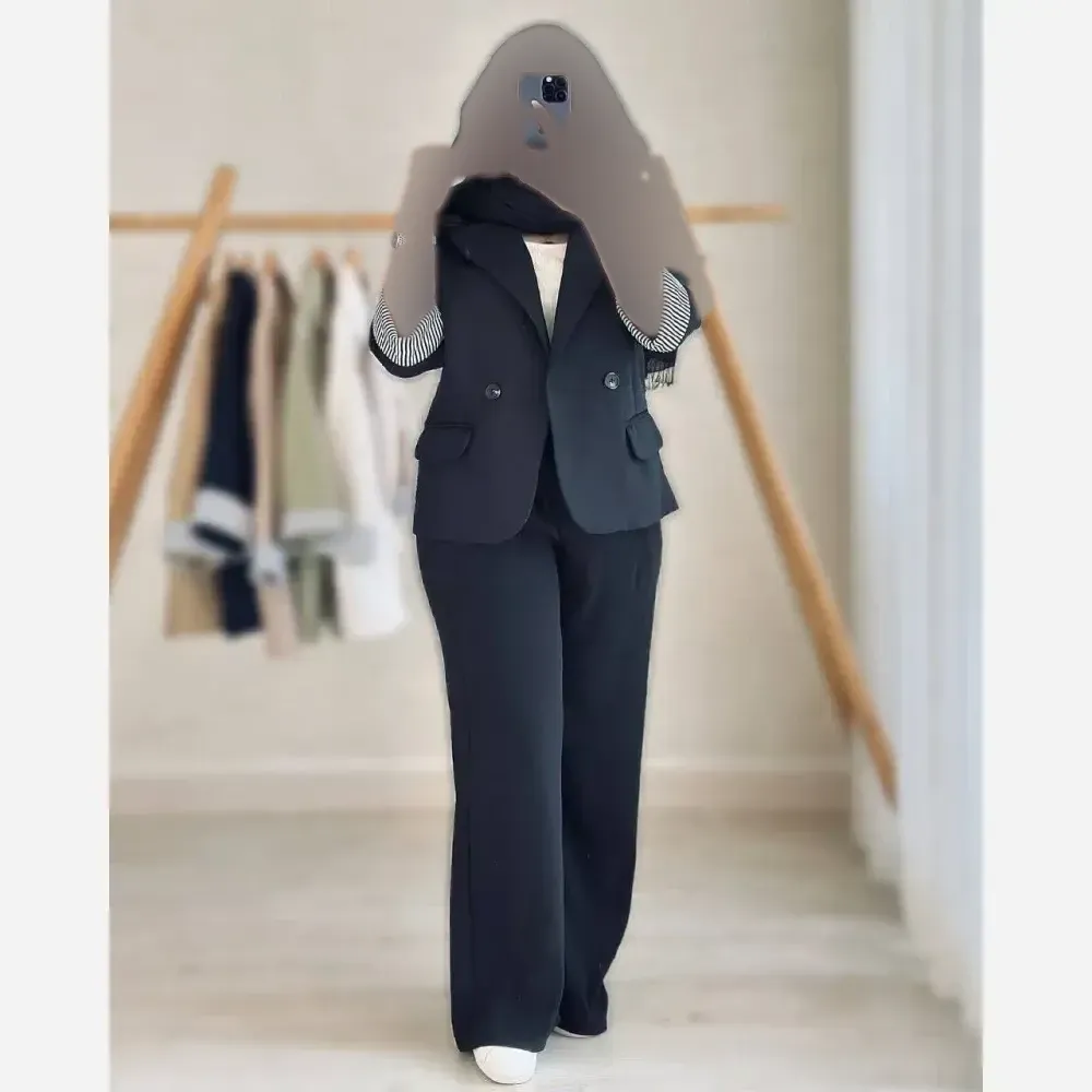 ست کت شلوار زنانه مدل حسنا جنس لنین وارداتی گرم بالا
