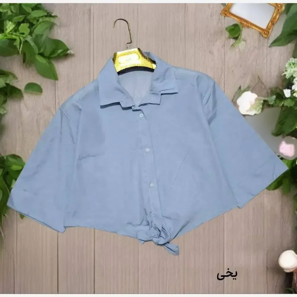 شومیز گره ای لیزری جلو دکمه دار فری سایز