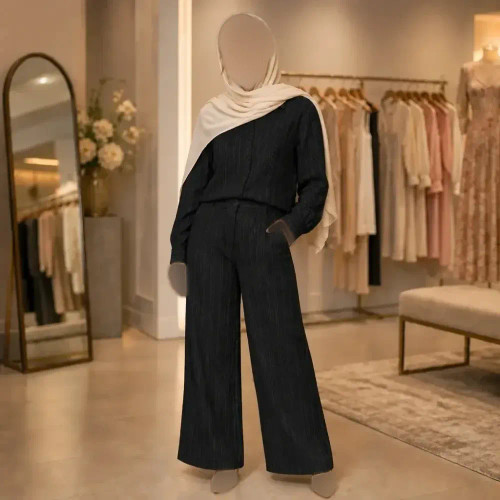 ست شومیز شلوار زنانه جنس کوک دوزی رنگ نسکافه ای و سدری