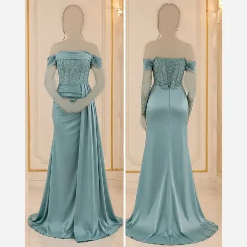 لباس مجلسی زنانه مدل آیلار ساتن زارا و دانتل مخمل سایز 36 تا 46