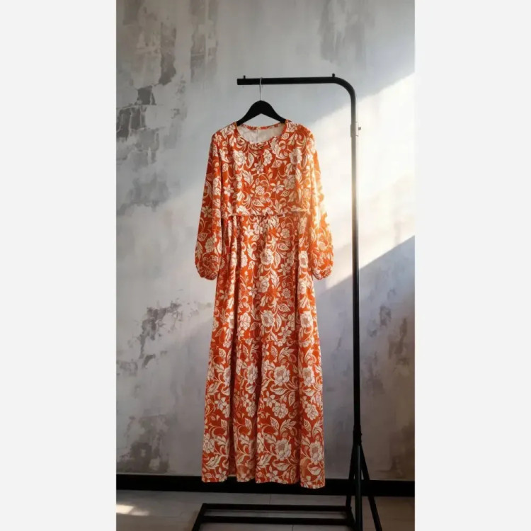 پیراهن ساحلی گلدار جنس بوگاتی اعلاء فری سایز کمربند دار