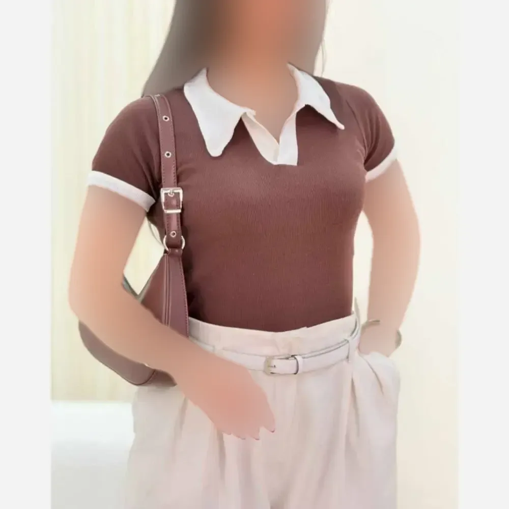 پولوشرت زنانه مدل آریانا جنس نخ پنبه کبریتی فری سایز