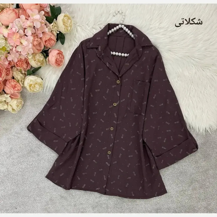 شومیز باکسی ینزی رنگ آدامسی فری سایز تا 48
