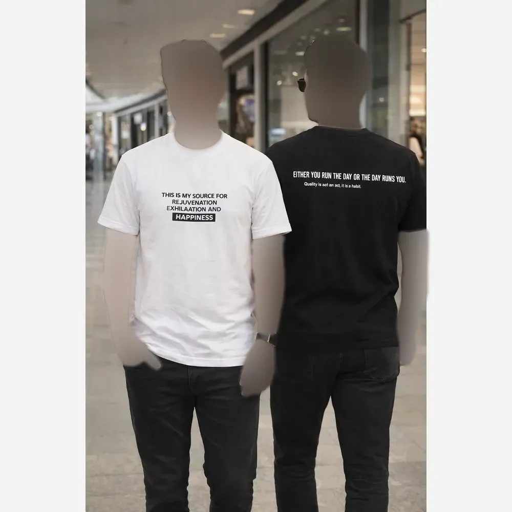 تیشرت پنبه یقه گرد مردانه رنگ مشکی و سفید سایز L و XL