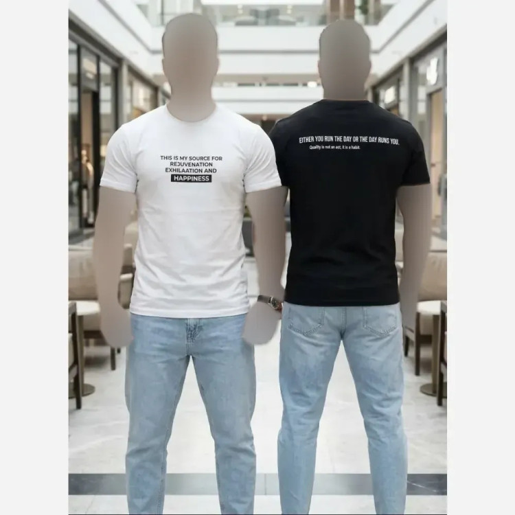 تیشرت پنبه یقه گرد مردانه رنگ مشکی و سفید سایز L و XL