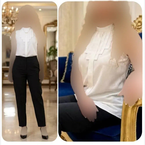 شومیز زیرکتی سفید حریر الیزه زنانه