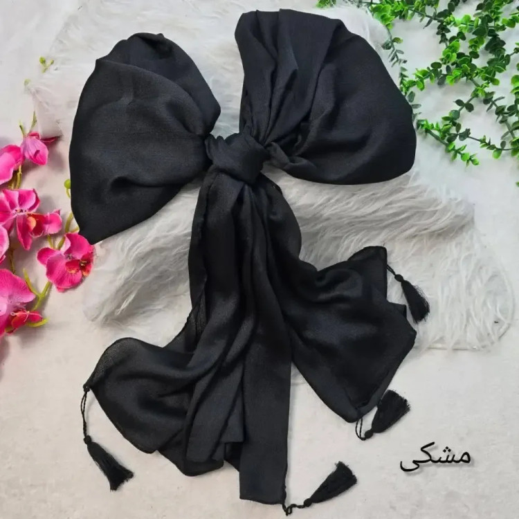 شال کرپ کریستال شنی مشکی سفید کرم ابعاد 180 در 74