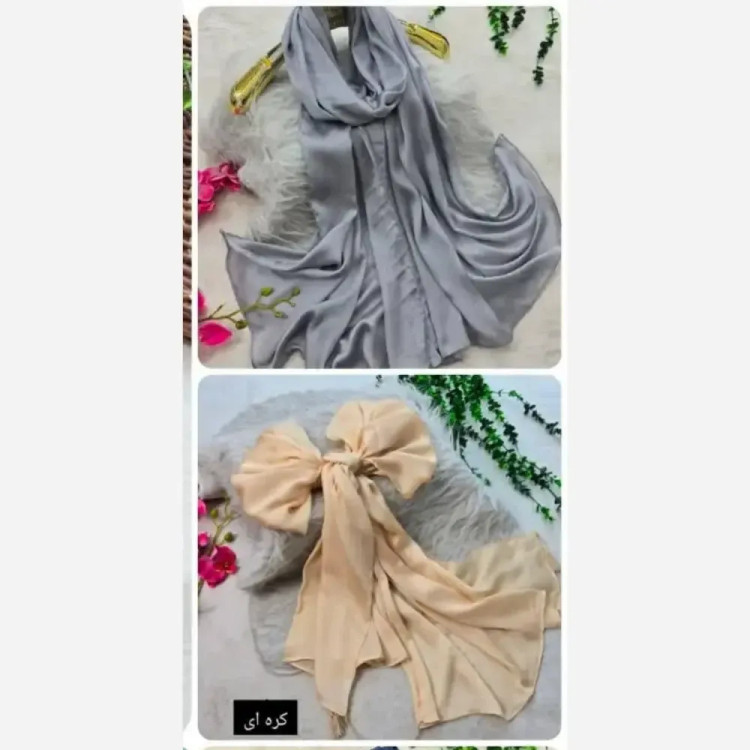 شال کرپ کریستال شنی مشکی سفید کرم ابعاد 180 در 74