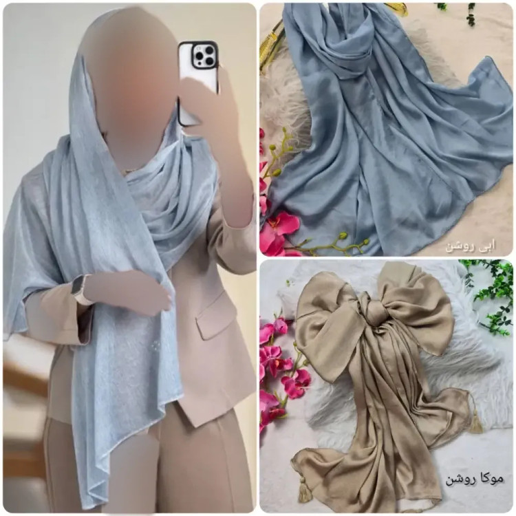 شال کرپ کریستال شنی مشکی سفید کرم ابعاد 180 در 74
