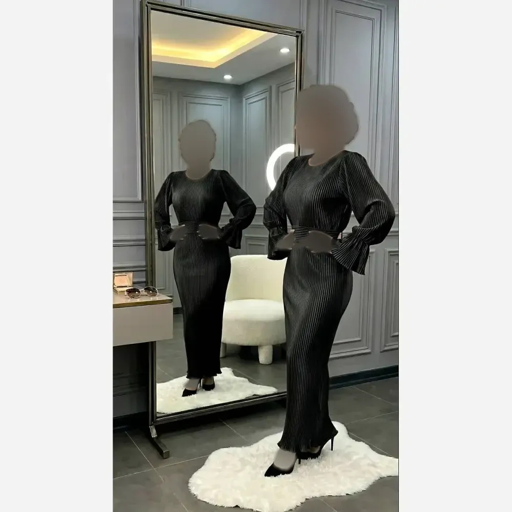 پیراهن مجلسی زنانه ساتن پلیسه قد بلند رنگ بندی متنوع سایز 1 تا 3
