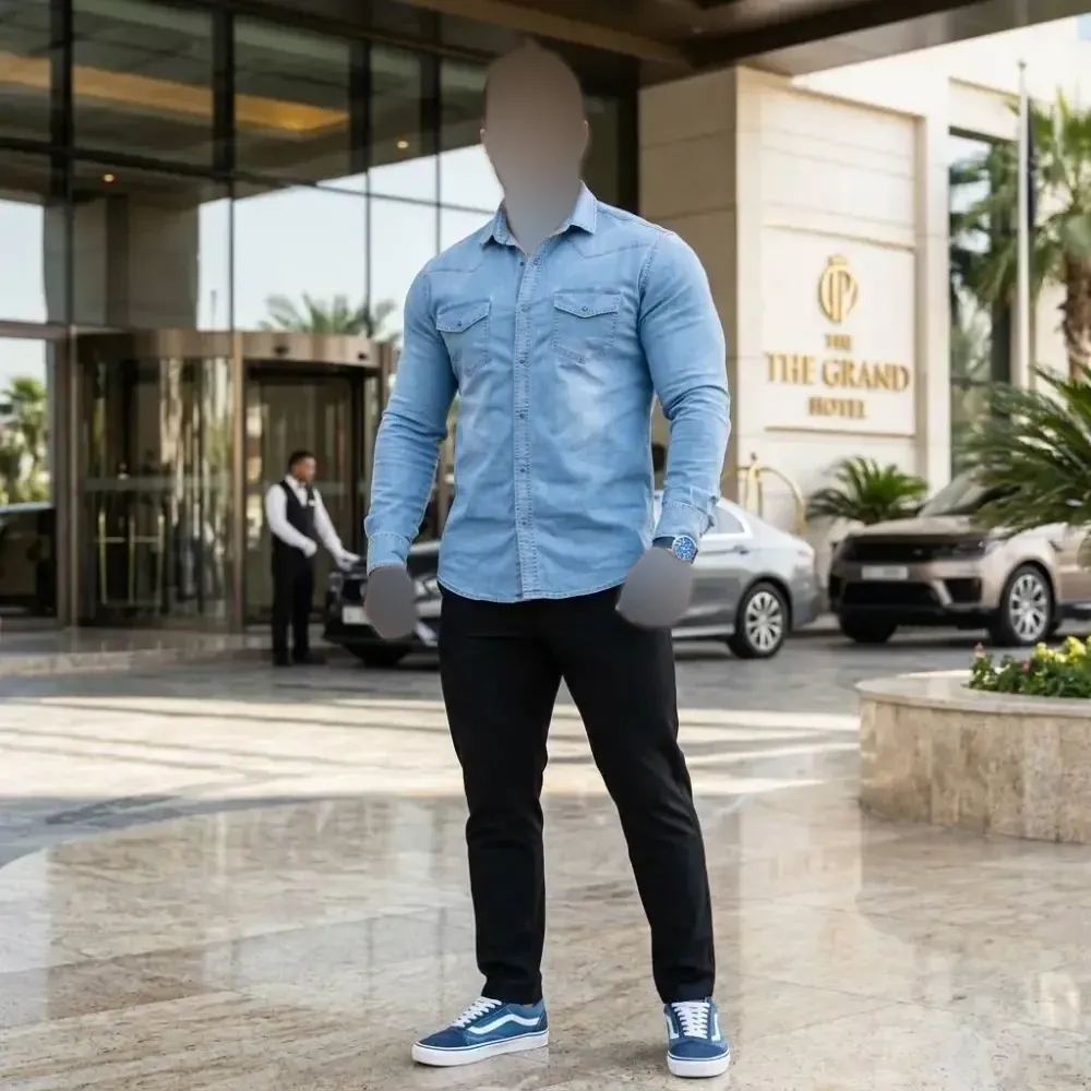 پیراهن لی کش سنگ شور آستین بلند مردانه