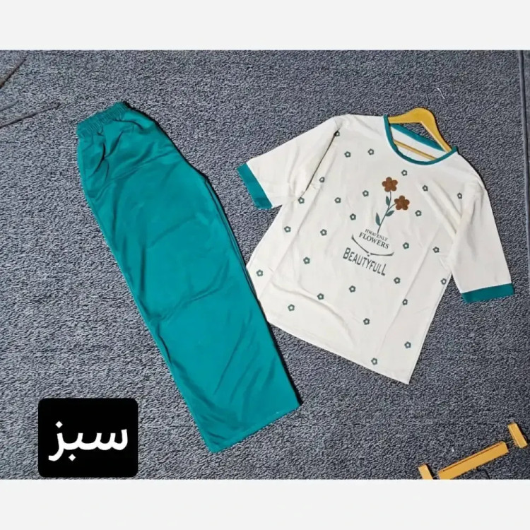 ست زنانه دورس پنبه طرح گل رنگی فری سایز 38 تا 48