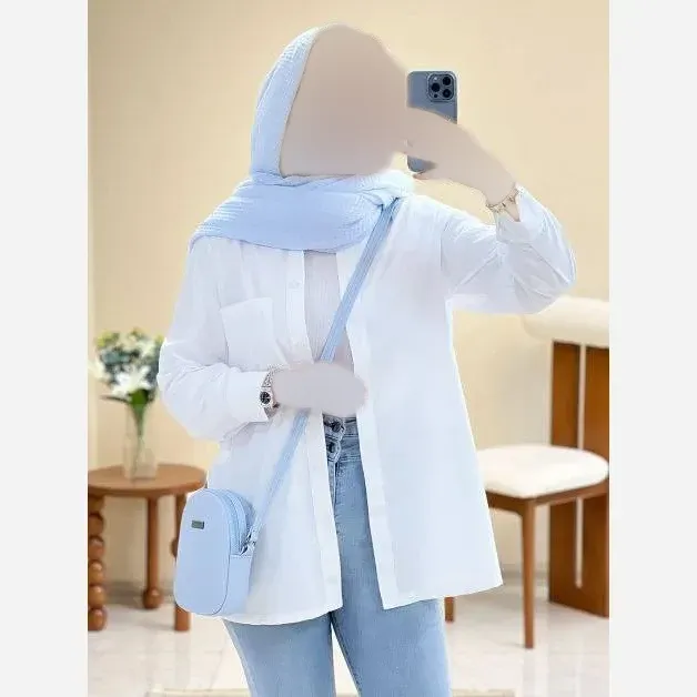 شومیز سفید سوپر داکرون با کیفیت فری سایز 36 تا 46