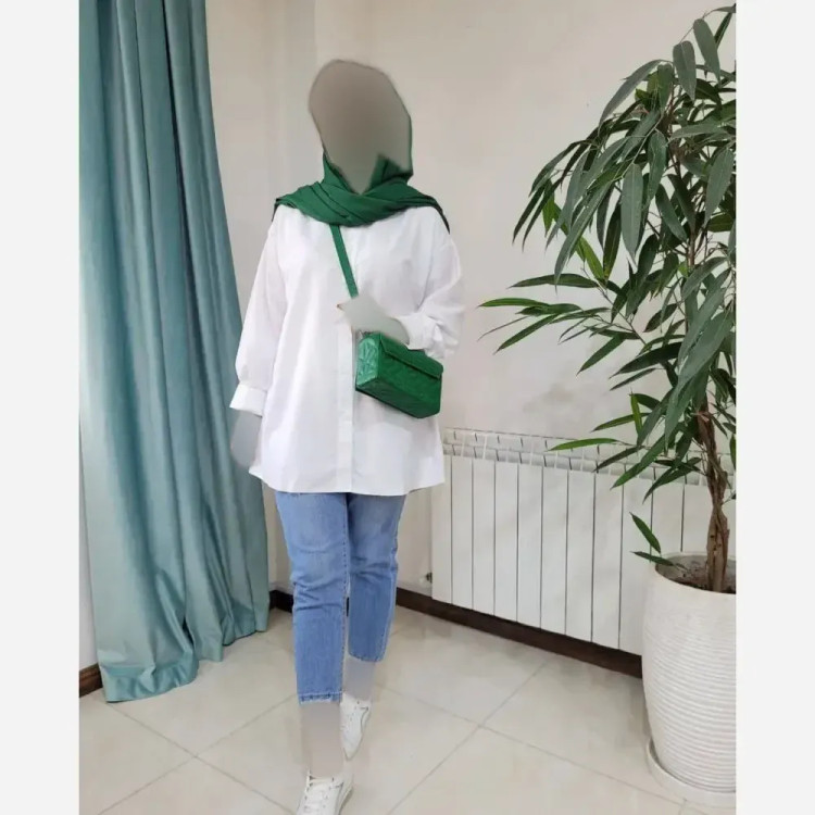 شومیز سفید سوپر داکرون با کیفیت فری سایز 36 تا 46