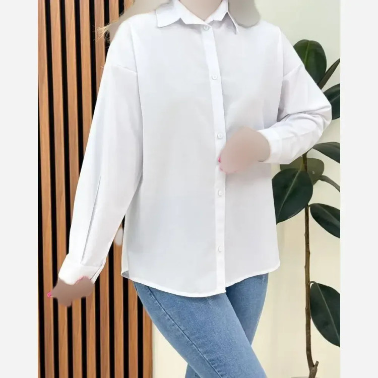 شومیز سفید سوپر داکرون با کیفیت فری سایز 36 تا 46