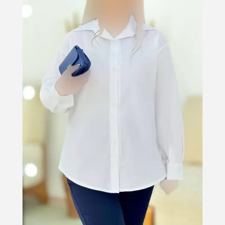 شومیز سفید سوپر داکرون با کیفیت فری سایز 36 تا 46