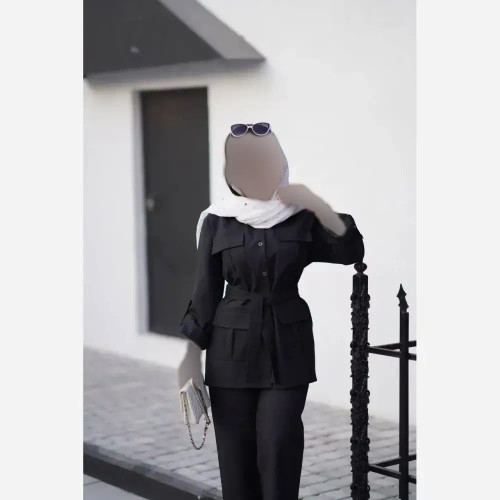 مانتو شلوار هما جنس پرشین مکانیک سایز فری 36 تا 46 رنگ مشکی و طوسی