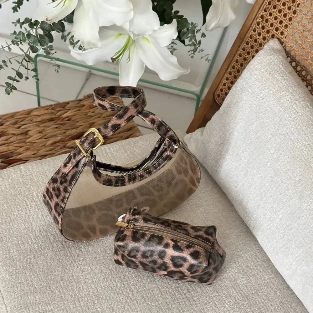 کیف پلنگی چرمی زنانه طرح پلنگی توری
