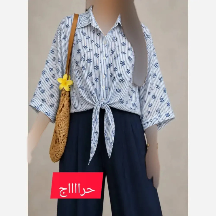 شومیز گره ای پروانه جنس ینزی پفکی فری سایز بهاری