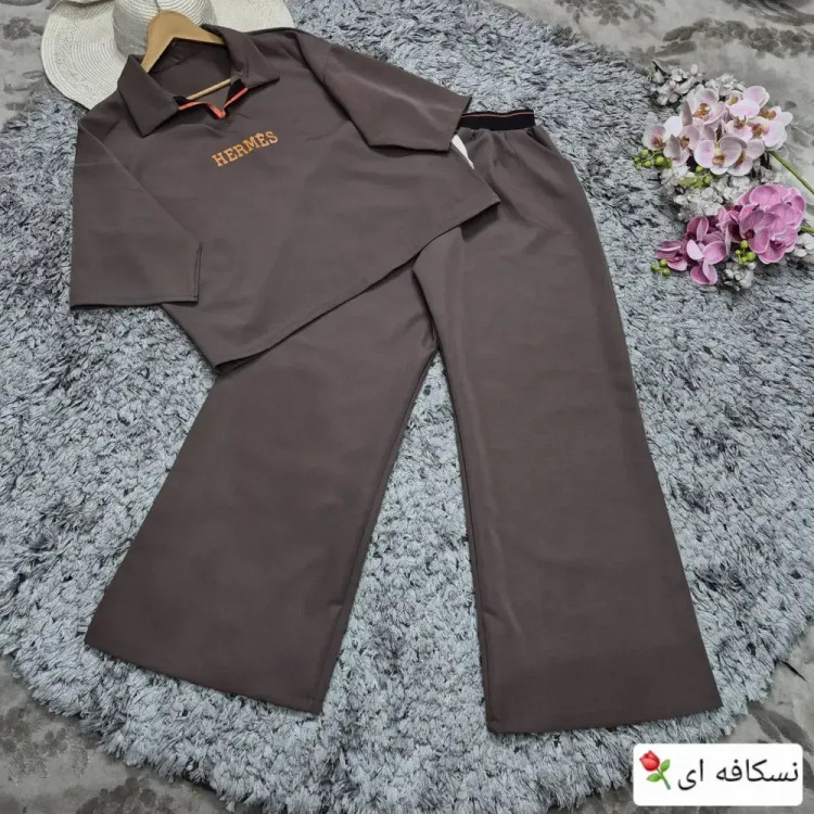 ست تیشرت شلوار لاکچری هرمس جنس مازراتی درجه یک فری سایز