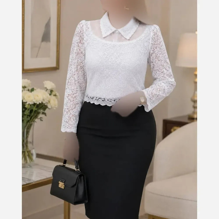 شومیز گیپور مجلسی آستردار زنانه مدل ژیلا
