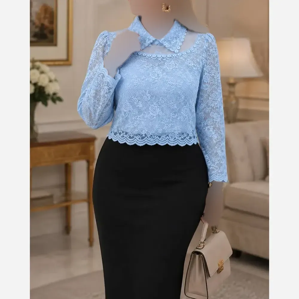 شومیز گیپور مجلسی آستردار زنانه مدل ژیلا