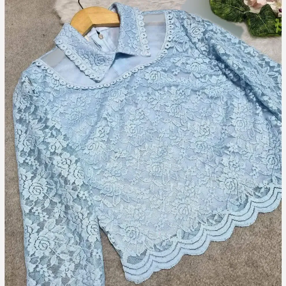 شومیز گیپور مجلسی آستردار زنانه مدل ژیلا