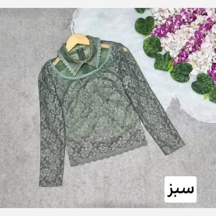 شومیز گیپور مجلسی آستردار زنانه مدل ژیلا