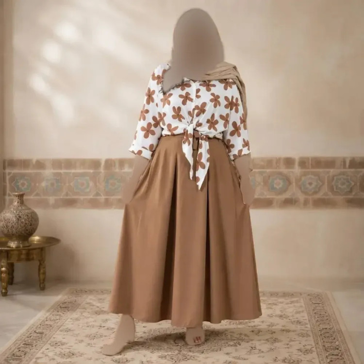 ست شومیز دامن گره ای پینترستی فری سایز 38 تا 50