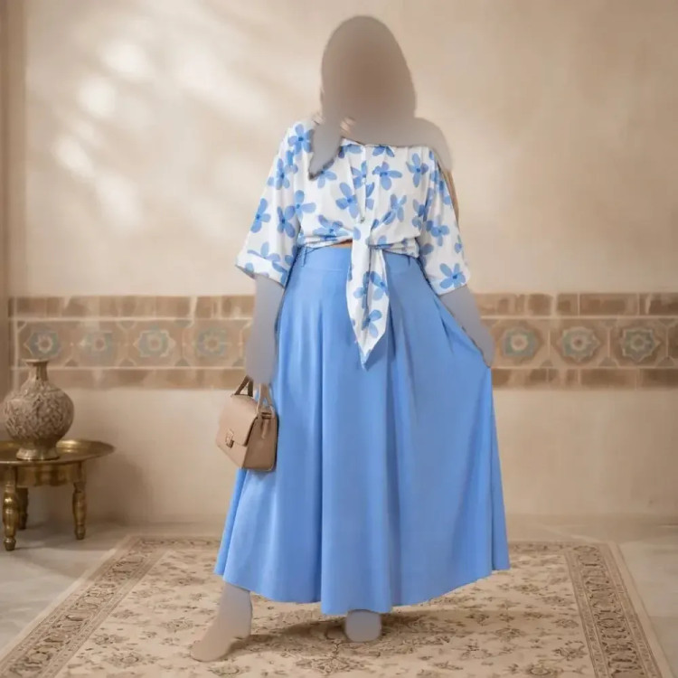 ست شومیز دامن گره ای پینترستی فری سایز 38 تا 50