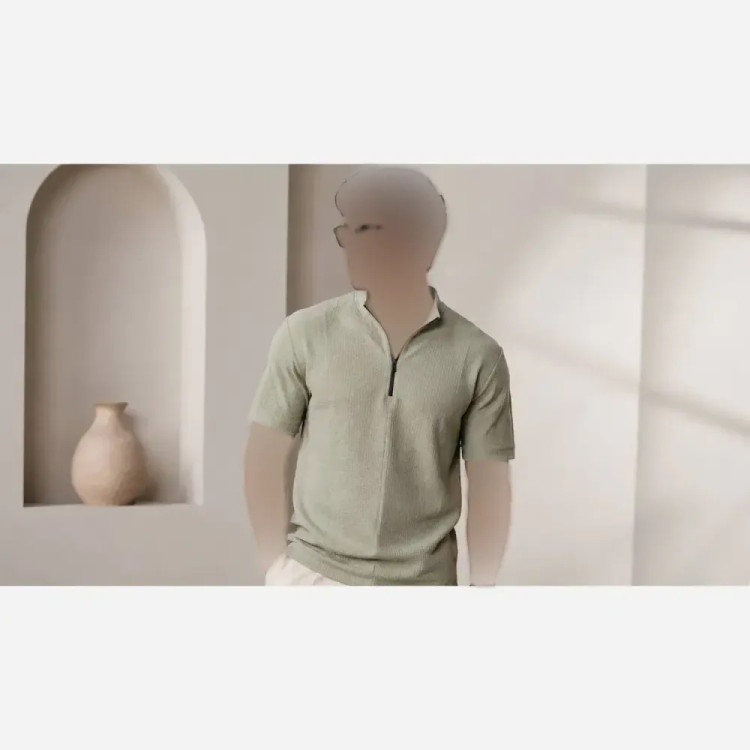 تیشرت نیم زیپ مراکشی طرح سوزنی بیسکویتی مردانه طوسی کرمی سفید L XL XXL