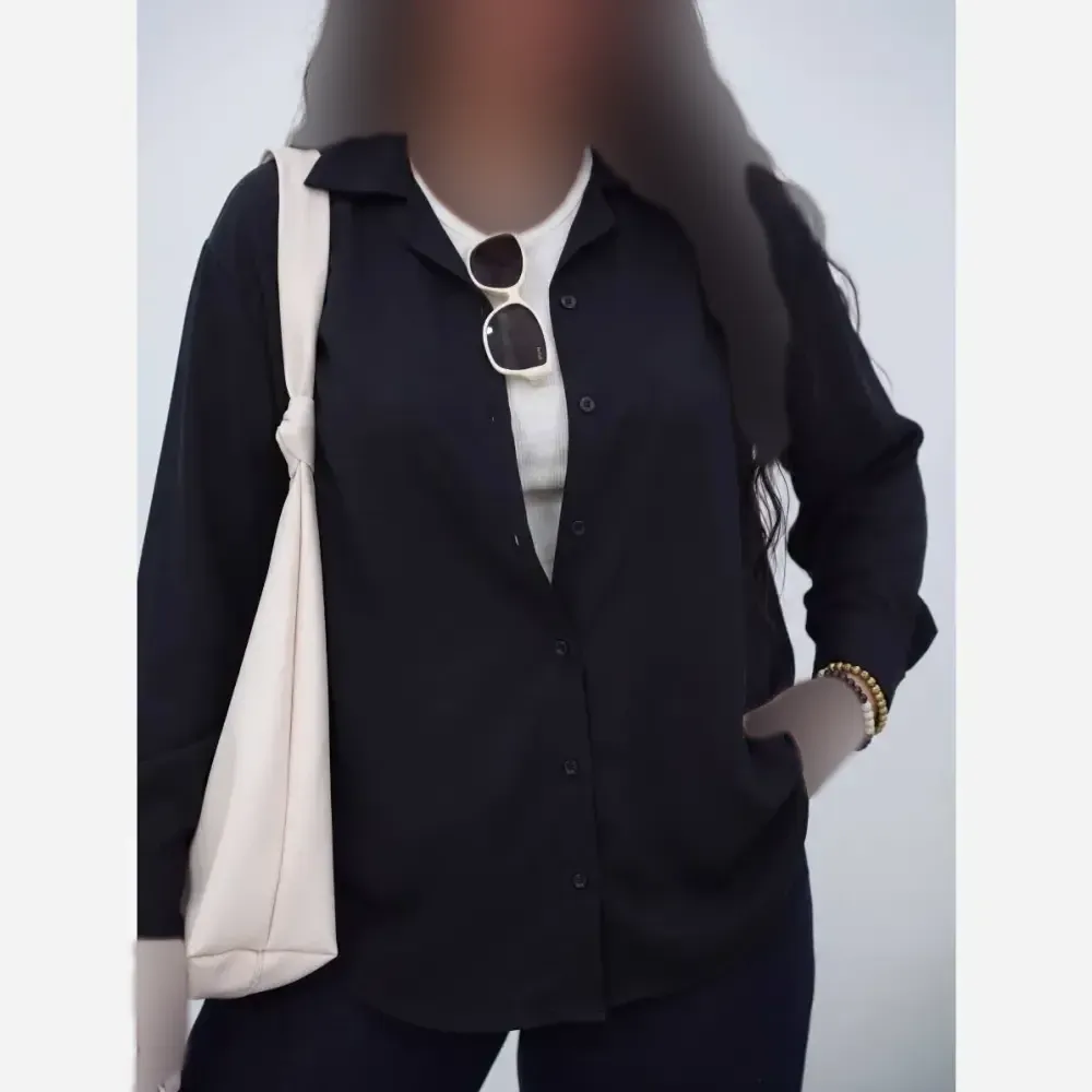 شومیز زنانه مهسان رنگ مشکی جنس ینزی درجه یک فری سایز