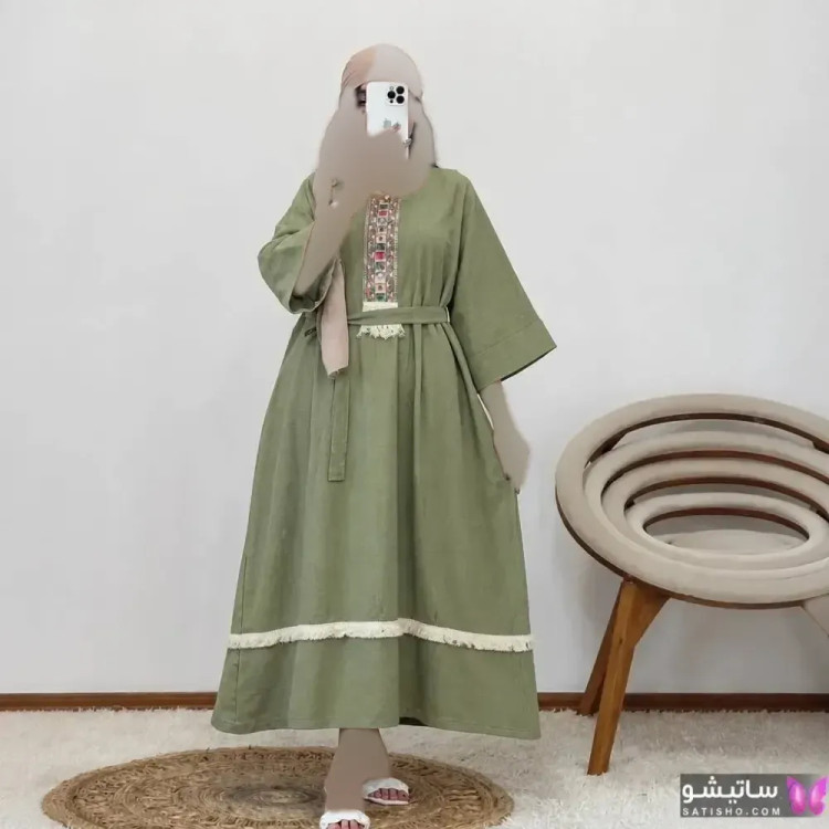 کفتان زنانه نوار کنفی جنس موسلین دبل فیس فری سایز
