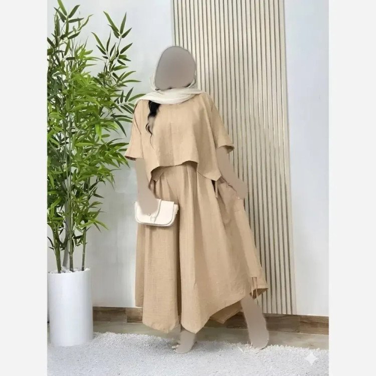 ست تونیک شلوار دامنی سوپر شانتون اعلا دوخت مزونی فری سایز