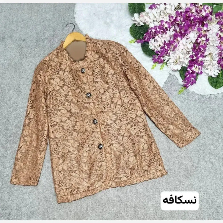 کت مانتویی گیپور خارجی درجه یک زنانه در رنگ های سبز، مشکی و نسکافه ای در سایزهای 1 و 2
