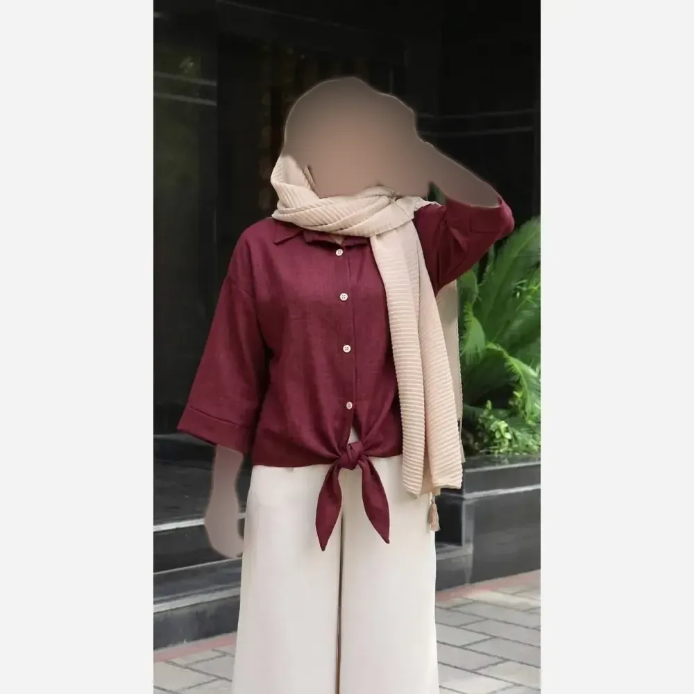 شومیز گره ای شانتون سوپر شانتون اعلا فری سایز 38 تا 48