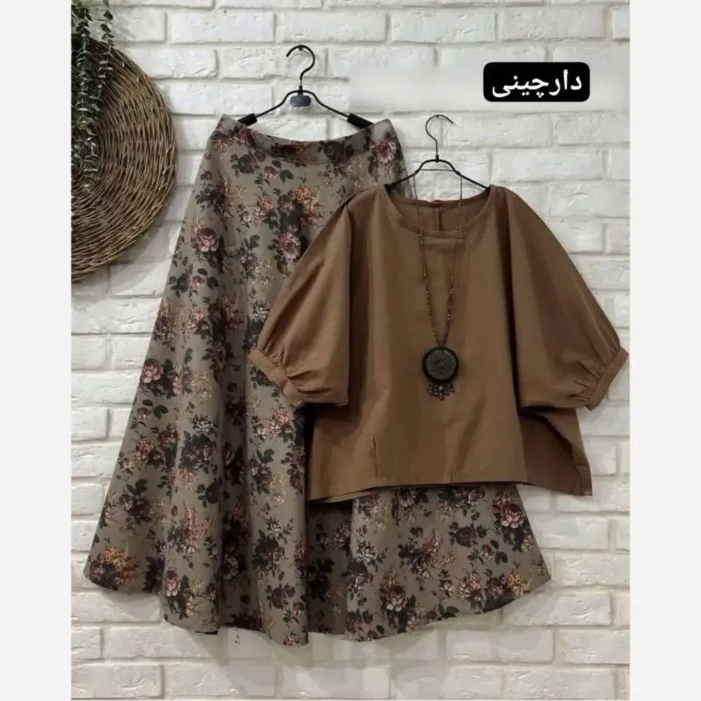ست شومیز و دامن زنانه لنین کنفی و کرسپو سایز فری 38 تا 46