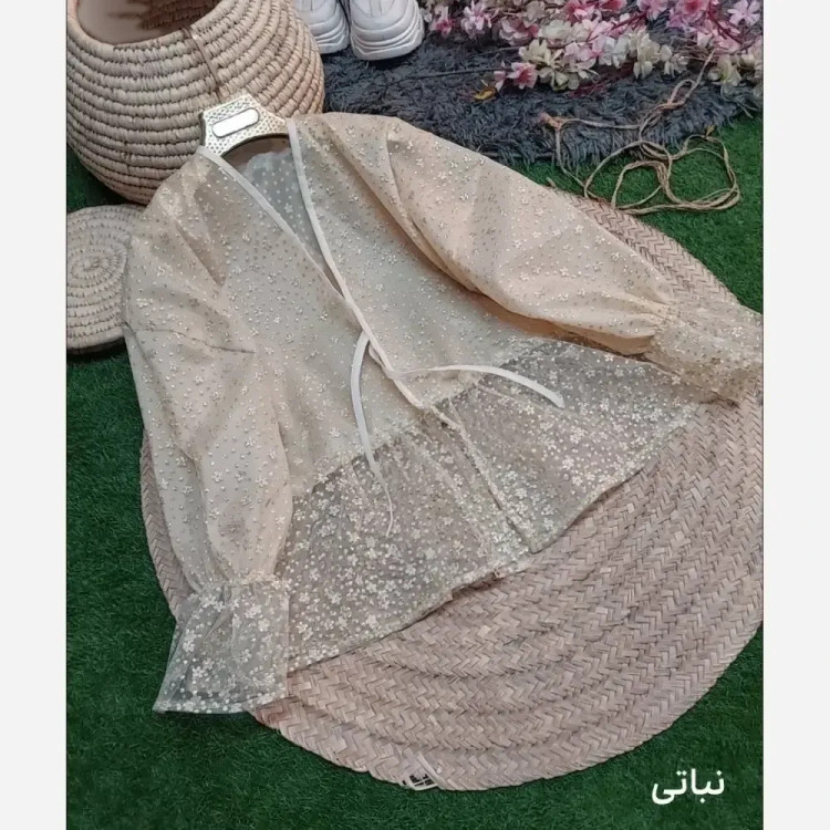 مانتو مزونی عروسکی تور اکلیلی آستردار زنانه سایز فری 38 تا 46