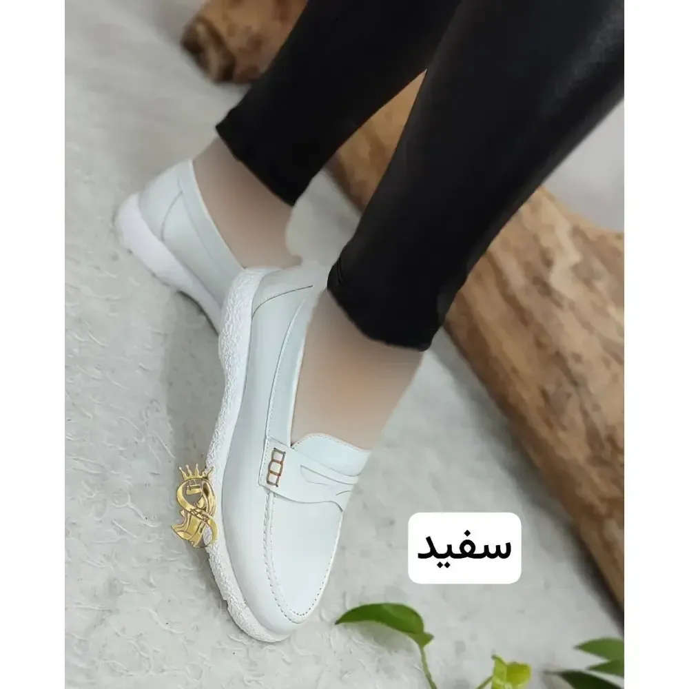 کالج طبی زنانه مدل خاویاری چرم صنعتی زیره پیو رنگ سفید و کرم سایز 38