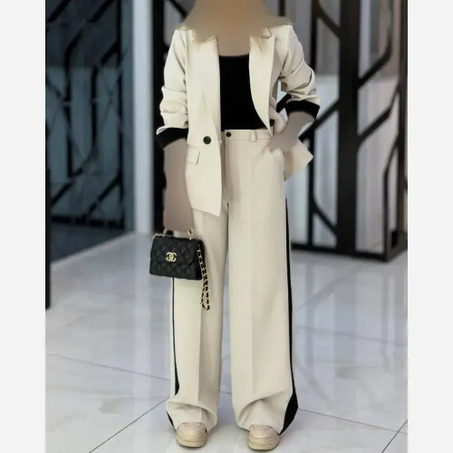 ست ساحل بهاره کت و شلوار کتان کشی اعلا فری سایز 38 تا 46