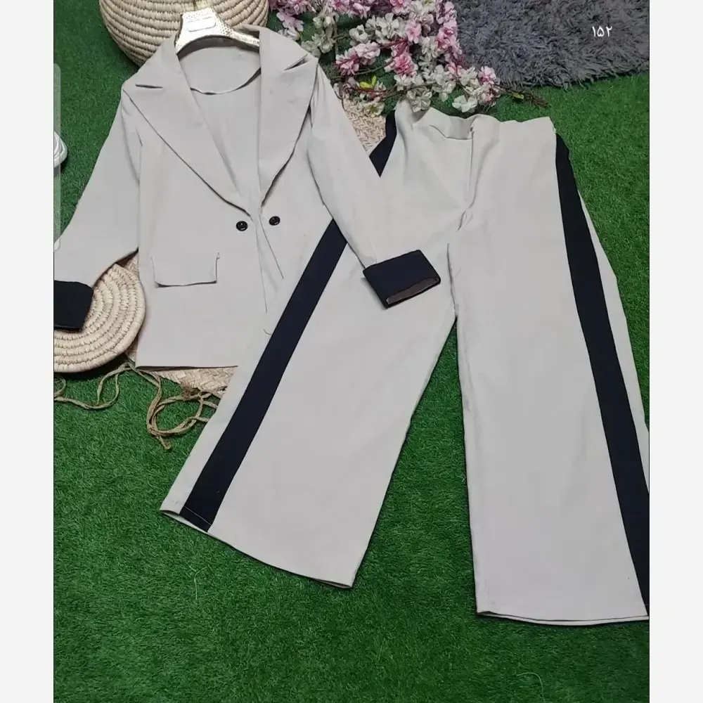ست ساحل بهاره کت و شلوار کتان کشی اعلا فری سایز 38 تا 46