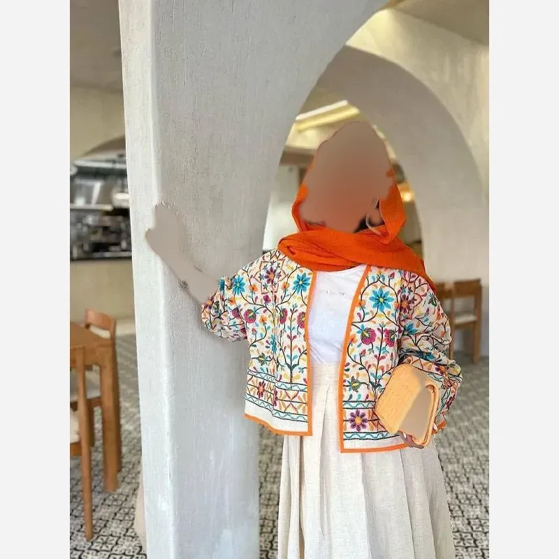 ست کت و دامن زنانه لینن نچرال فری سایز تا 48