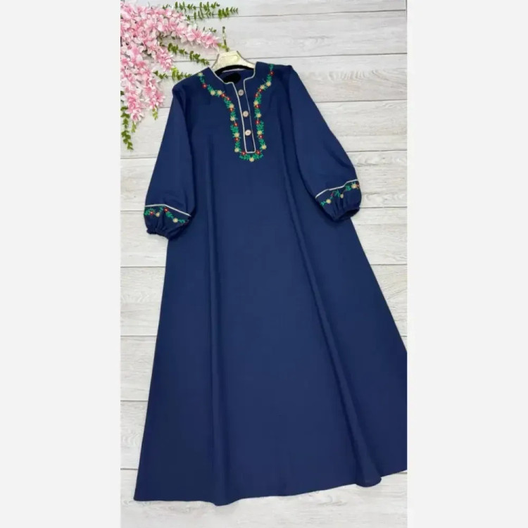 کفتان گلی لینن و گلدوزی سایز فری سایز مشکی و سرمه ای