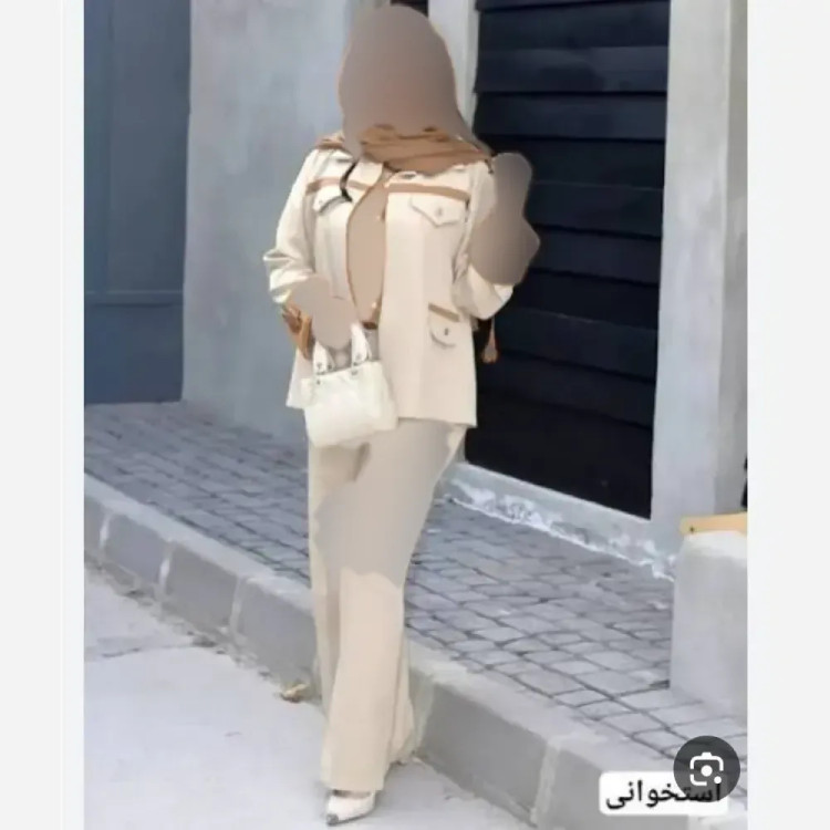 ست 2 تیکه زنانه جنس سوپرمازراتی اعلا مدل دلداده رنگ مشکی قهوه ای نسکافه ای سایز 38 تا 46 فری سایز