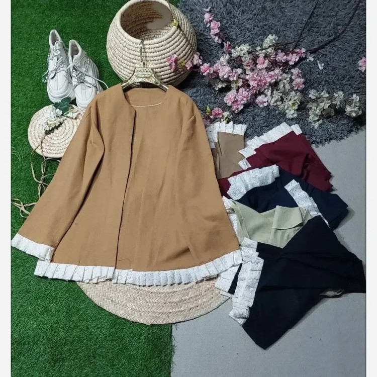 کت زنانه کنفی تایلندی زویا رنگ شتری فری سایز 38 تا 46
