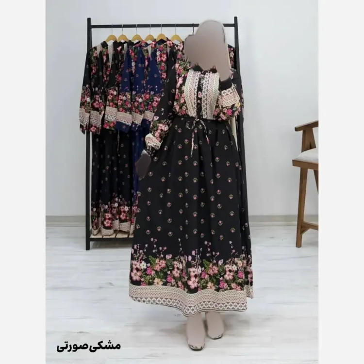 پیراهن ساحلی لاله فلور نخ درجه یک دکمه دار فری سایز