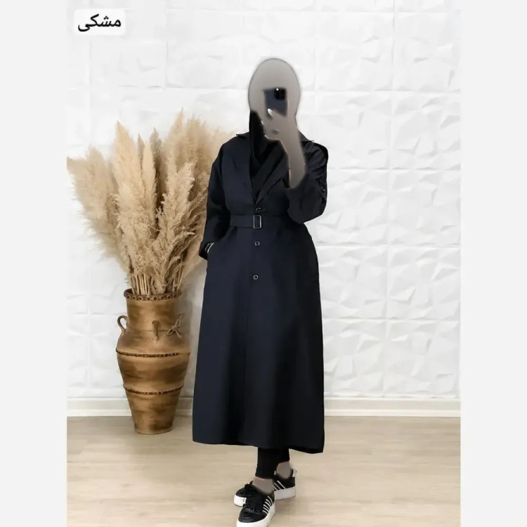 مانتو دانشجویی نانسی جنس پرشین مکانیک رنگ مشکی و سرمه ای سایز 36 تا 50
