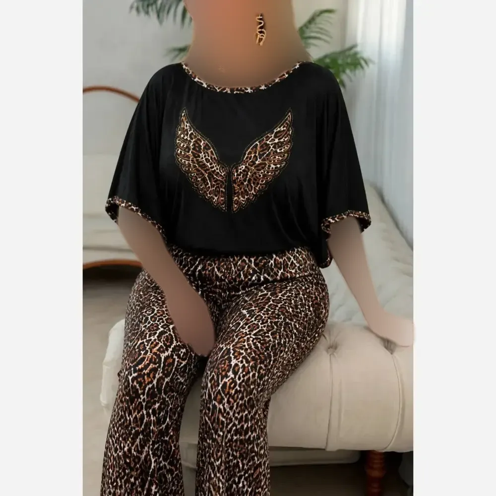 ست لباس زنانه طرح پرنده جنس فلامنت و گیاهی فری سایز 36 تا 50